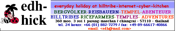 Every Day Holiday at Hilltribe-Internet-Cyber-Kitchen, Ban Pasang, Chiang Rai - edh_log.gif (8162 Byte)