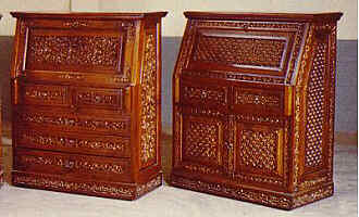 Writing desk, diff. designs and carved. A/B/C (S21), Sumalee's Handicraft Center Chiangrai City, Northern Thailand