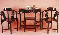 Rosewood Half Moon Table Set, Carred Birth / Flower Design (S03), Sumalee's Exporter and Handicrafts